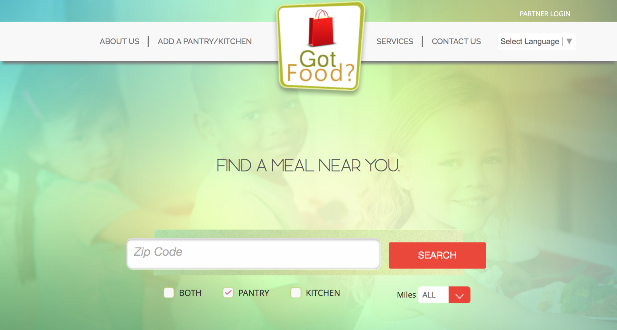 Screenshot of Got Food? app website